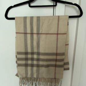 Burberry Beige and Brown Checkered Scarf